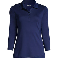 Women's Petite 3/4 Sleeve Supima Cotton Polo Shirt