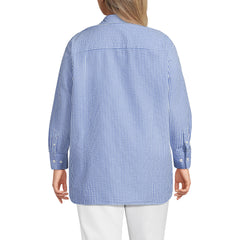 Women's Plus Size Oversized Seersucker Shirt