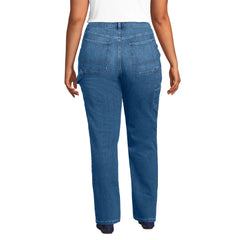 Women's Plus Size Soft Denim High Rise Rail Straight Leg Utility Jeans