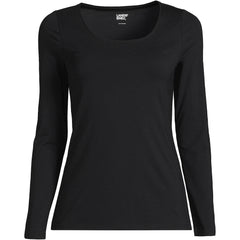 Women's Plus Size Lightweight Jersey Skimming Long Sleeve Scoop Neck T-shirt