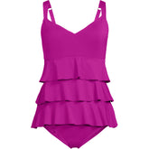 Women's Plus Size Ruffle Fauxkini One Piece Swimsuit