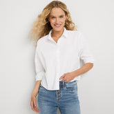 Women's Cotton Cropped Long Sleeve Shirt