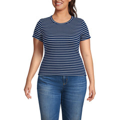 Women's Plus Size Drapey Rib Fitted Short Sleeve T-Shirt