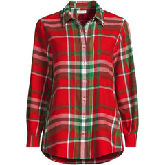 Plus Size Flannel Boyfriend Long Sleeve Shirt