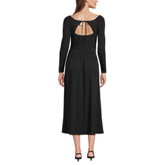Women's Petite Cotton Modal Off Shoulder Midi Dress