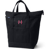 Large Solid Color 5 Pocket Zip Top Canvas Tote Bag