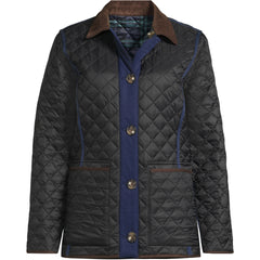 Women's Plus Size Print Reversible Barn Quilted Insulated Jacket