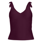 Women's Plus Size Tie Shoulder Ribbed Flutter Tankini Top