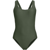 Women's Tugless Ribbed X-Back One Piece Swimsuit
