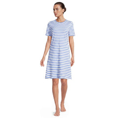 Women's Petite Cotton Interlock Short Sleeve Knee Length Gown