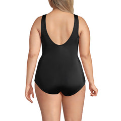 Women's Plus Size Mastectomy Scoop Neck Tugless One Piece Swimsuit