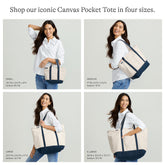 Small 3 Pocket Zip Top Canvas Tote Bag