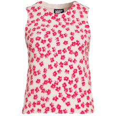 Women's Fine Gauge Eyelash Printed Sleeveless Sweater - Set Top