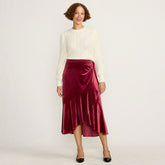 Women's Velvet Wrap Midi Skirt