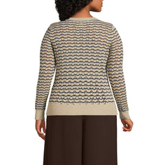 Women's Plus Size Cotton Viscose Button Shoulder Modern Crew Sweater