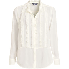 Women's Plus Size Chiffon Ruffle Front Long Sleeve Top