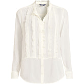 Women's Plus Size Chiffon Ruffle Front Long Sleeve Top