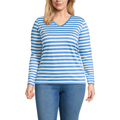 Plus Size Supima Cotton Long Sleeve V-Neck T-Shirt