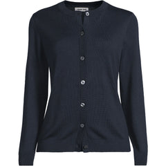 Women's Petite Cotton Modal Crew Neck Cardigan Sweater