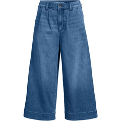 Women's Petite Denim Mid Rise Wide Leg Culotte Jeans