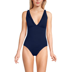 Women's Mastectomy LE x T and T The Tegan Ruffle V-Neck Plunge One Piece