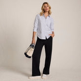 Women's Petite Sport Knit High Rise Pull On Relaxed Straight Leg Pants