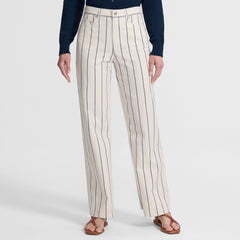 Women's Petite High Rise 5 Pocket Wide Leg Chino Oxford Stripe Pants