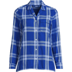 Women's Petite Long Sleeve Print Flannel Pajama Top