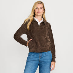 Women's Long Sleeve Sport Cord Quarter Zip Pullover