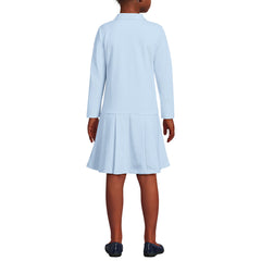 Girls Long Sleeve Mesh Pleated Polo Dress