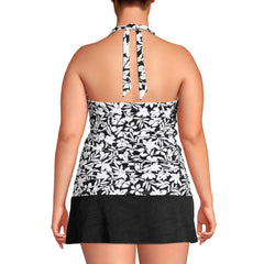Women's Plus Size Chlorine Resistant Square Neck Halter Tankini Swimsuit Top