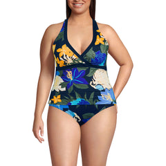 Women's Plus Size V-Neck Halter Tankini Top