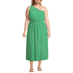 Women's Plus Size One Shoulder Crepe Midi Dress