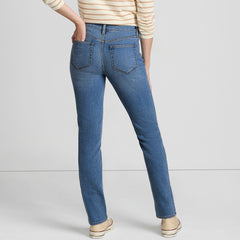 Women's Petite Recover Mid Rise Straight Leg Blue Jeans