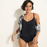 Women's Smoothing Control Blouson Fauxkini One Piece Swimsuit
