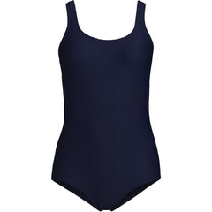Women's Petite Tugless Low Leg Ribbed One Piece Swimsuit