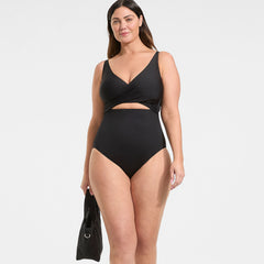 Women's Plus Size Wrap Monokini High Leg One Piece Swimsuit