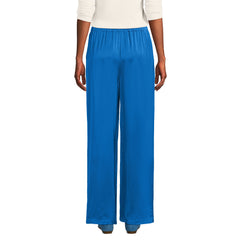 Women's Satin Mid Rise Relaxed Pull On Wide Leg Pants