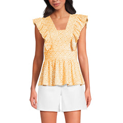 Women's Petite Lightweight Jersey Ruffle Peplum Top