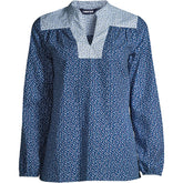 Women's Plus Size Cotton Poplin Peasant Shirt