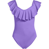 Women's Ruffle V-neck High Leg One Piece Swimsuit