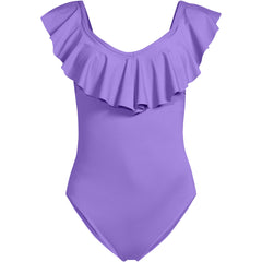 Women's Ruffle V-neck High Leg One Piece Swimsuit
