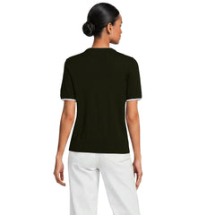 Women's Double Trim Cotton Crew Neck Tee Sweater