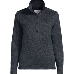 Women's Plus Sweater Fleece Snap Neck Pullover Jacket