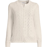 Women's Plus Size Pointelle Crew Neck Cardigan Sweater
