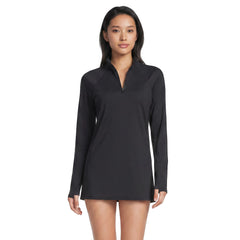 Womens SunShade UPF50 QuickDry Long Sleeve Quarter Zip Tunic Swim Cover-up