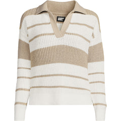 Women's Plus Size Cotton Boucle Johnny Collar Shaker Pullover