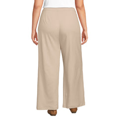 Women's Plus Size Sport Knit High Rise Pleated Wide Leg Pants