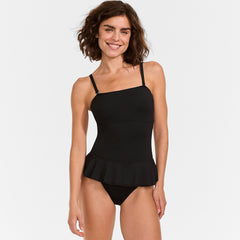 Women's Sculpting Suit Ruffle Bandeau One Piece Swimsuit