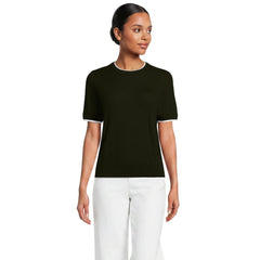 Women's Double Trim Cotton Crew Neck Tee Sweater